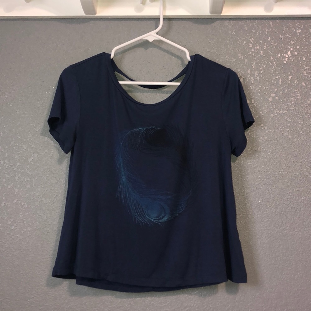 Peacock Feather Shirt with Cutout Back